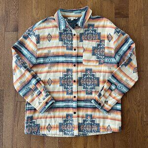 Mountain and Isles Southwestern Aztec Flannel Shacket Cotton Button Up M Western